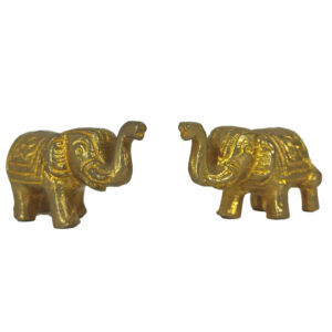 Brass Elephants With Flower Design Small Idols (1 pair)